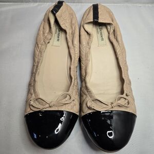 L.K. Bennett London Black/ Blush Cap Toe Ballet Flat - Size 38